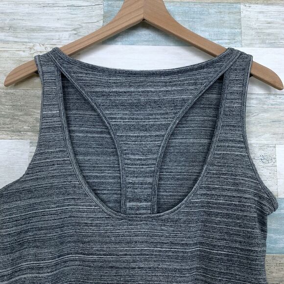 Dakini Athleisure Cut Out Back Dress Heather Gray Stretch Casual Womens Medium - Picture 4 of 6